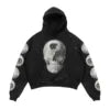 Custom Logo Pullover No String 3D Skull Printing Acid Wash Hoodie Oversized Hoodies for Men