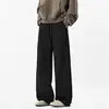 Fashion Causal Breathable Men Sweat Pant Male Autumn Elastic High Waist Drawstring Loose Straight Trouser Wide Leg Pant