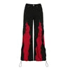 Heavy Patchwork Zip Up Baggy Jeans Women Hip Hop Color Block Loose Wide Leg Denim Pants Vintage Streetwear