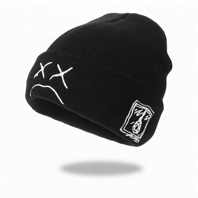 Logo Designed Plain Winter Hat Men Women Custom Logo Warm Kinnted Beanie Funny Expression Beanie Hat With Embroidery Logo