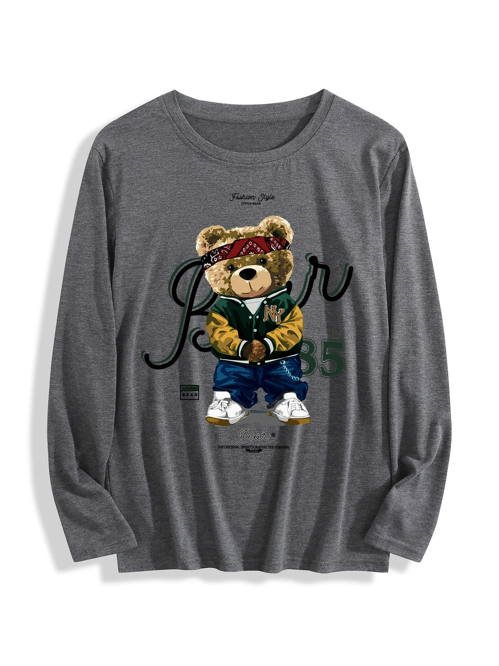 USA Stock Wholesale Cotton T-shirt 180 Grams O-Neck Long Sleeve Casual Knitted Double-Sided Printed Multicolor OEM for Unisex