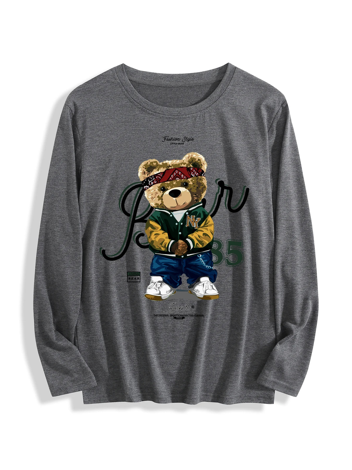 USA Stock Wholesale Cotton T-shirt 180 Grams O-Neck Long Sleeve Casual Knitted Double-Sided Printed Multicolor OEM for Unisex
