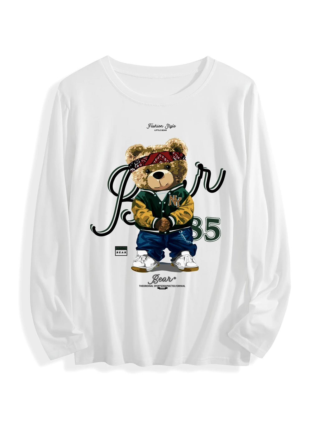 USA Stock Wholesale Cotton T-shirt 180 Grams O-Neck Long Sleeve Casual Knitted Double-Sided Printed Multicolor OEM for Unisex