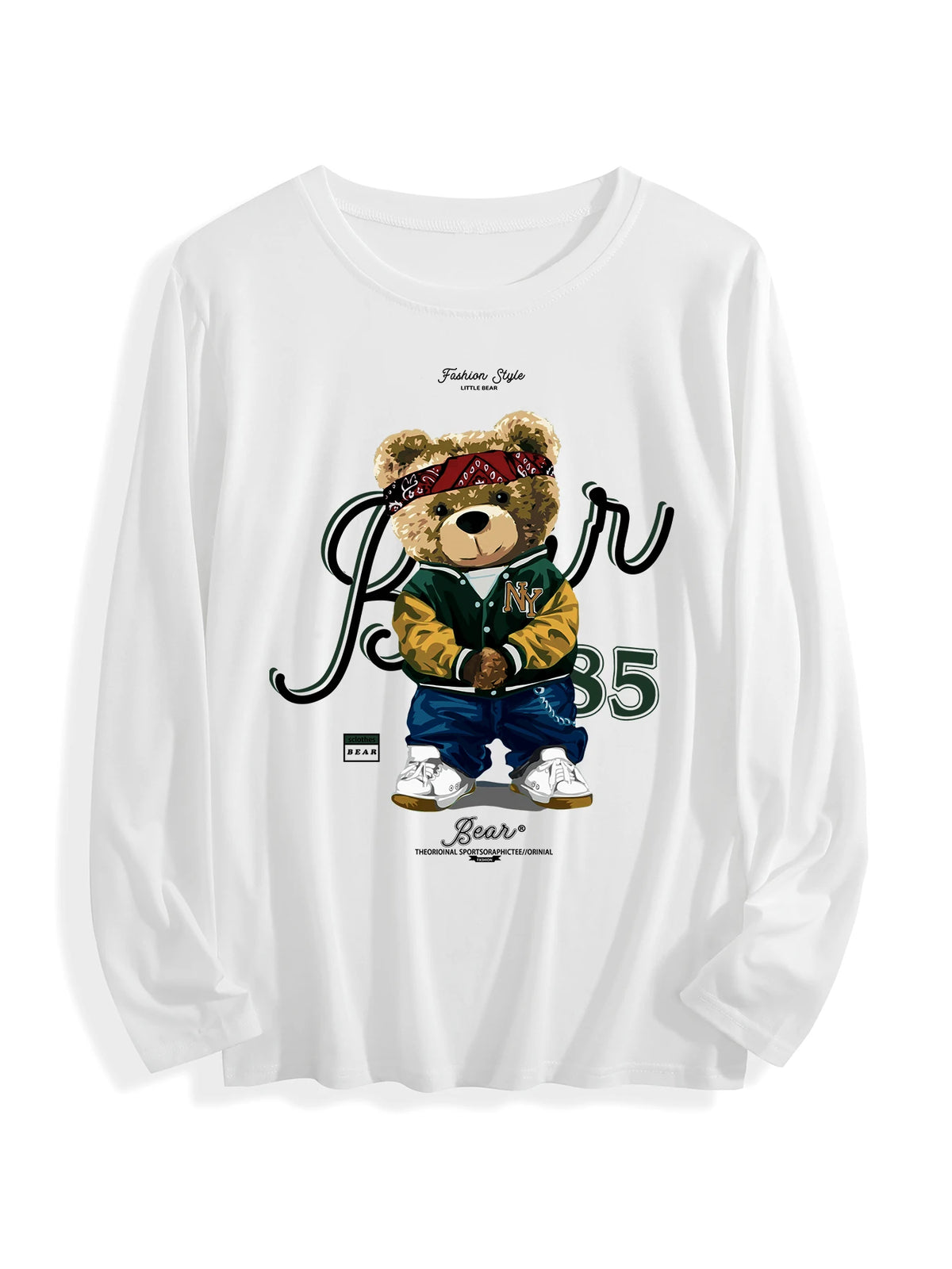 USA Stock Wholesale Cotton T-shirt 180 Grams O-Neck Long Sleeve Casual Knitted Double-Sided Printed Multicolor OEM for Unisex