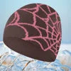 Y2KSpider Web Pattern Knitted Beanie Y2K Style, Multicolor Acrylic Warm Unisex Hip Hop Winter Skull Hat Customizable