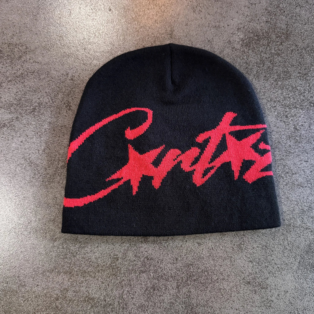 Custom Logo Trendy Jacquard Knitted Beanie Stylish Street Hip-hop Fashion Hat 3d Embroidery Free Size Warmth for Cold Weather