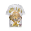 Lanli Punk Mechanical Skull T Shirt Gothic Rhinestone Black Red Washed Oversized Rock Hip Hop Streetwear Graphic Tee