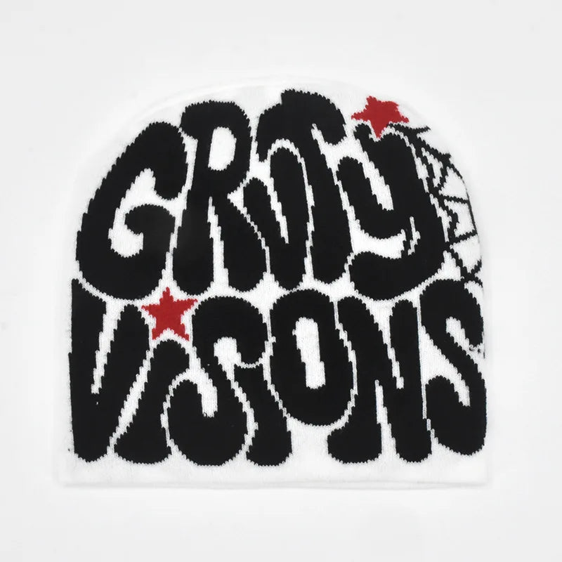 GRVTY Ice Cap Knitted Beanie Jacquard-patterned Polyester Men Women Trendy European American-inspired Hip-hop