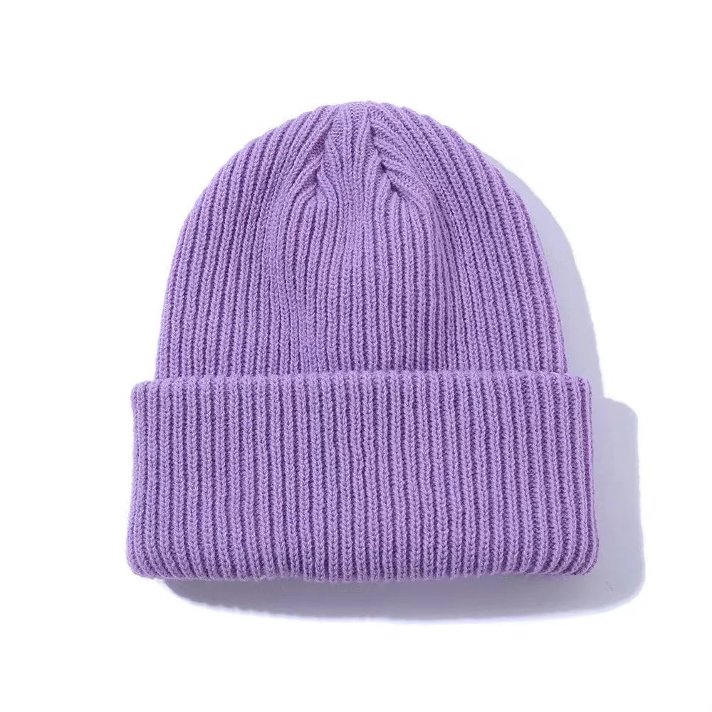 Winter Plain Dyed Beanie Hat Custom Knit Beanies Women Custom Embroidery Logo Beanie Hat