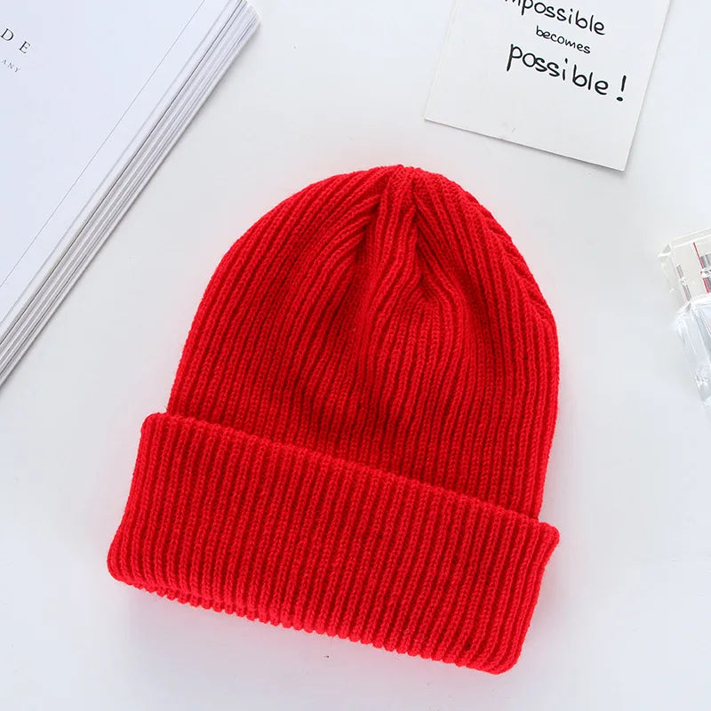 Winter Plain Dyed Beanie Hat Custom Knit Beanies Women Custom Embroidery Logo Beanie Hat