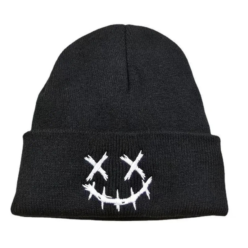 Logo Designed Plain Winter Hat Men Women Custom Logo Warm Kinnted Beanie Funny Expression Beanie Hat With Embroidery Logo
