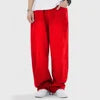 High Quality Straight Stretchy Pockets Wide Leg Trousers Mid Waist Loose Men Long Canvas Lightweight Casual Breathable Jeans