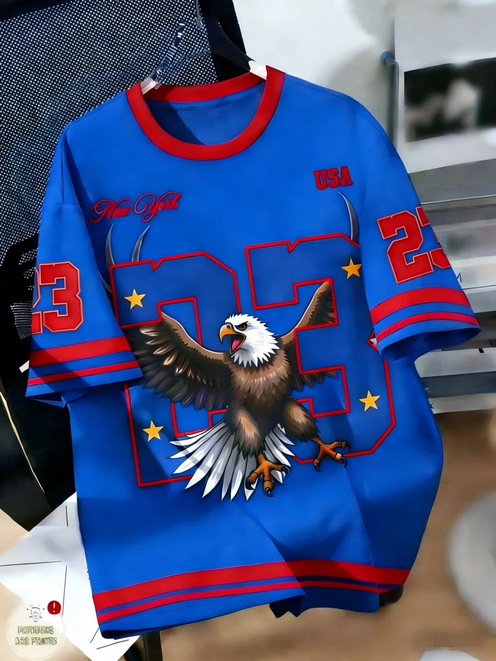 European and American Men's Summer Fashion Letter Eagle Print Comfortable and Breathable Round Neck T-Shirt Outdoor Sports Top