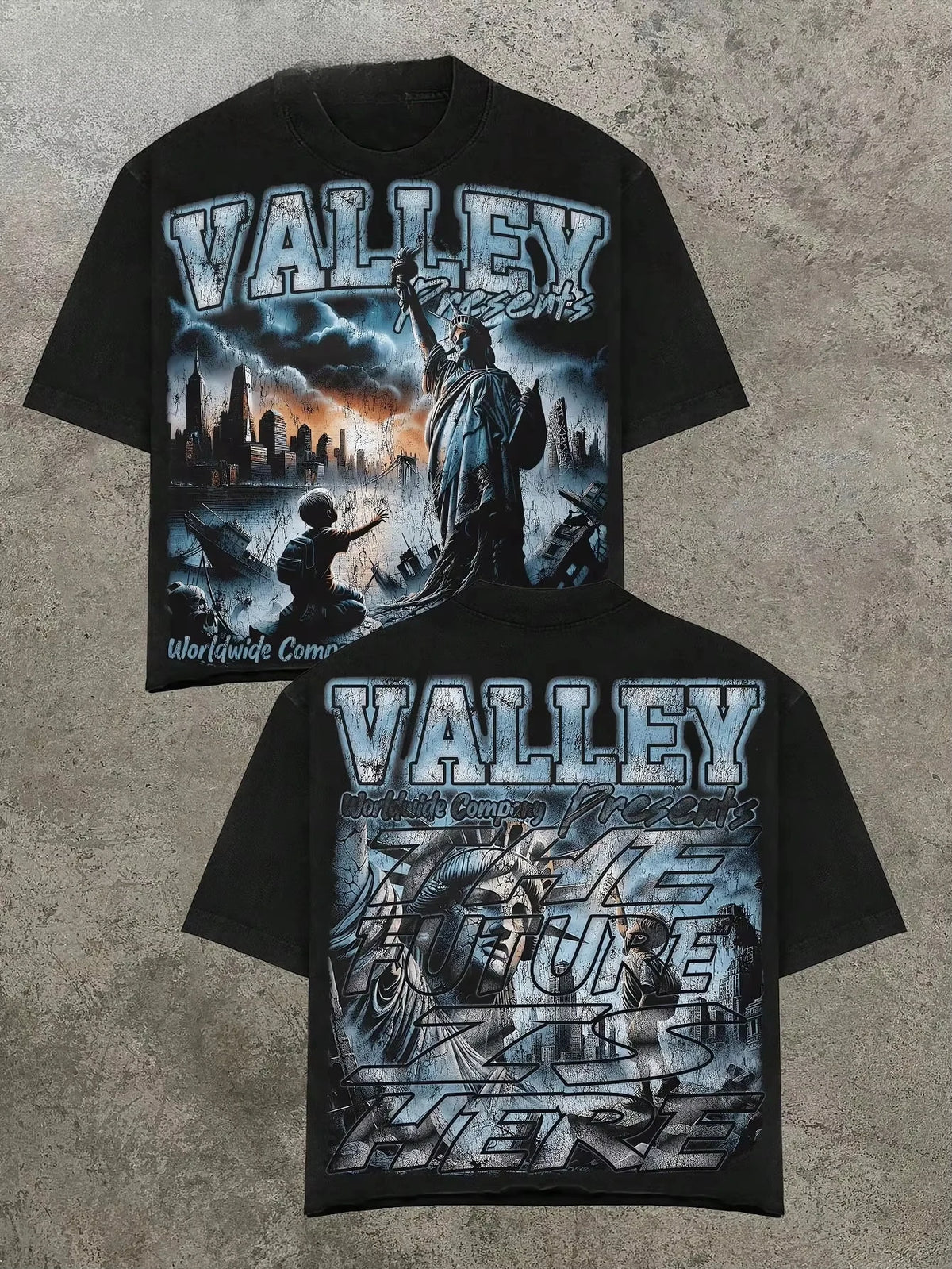Valley & Dreams Retro Dark Style Y2k Street Trendy Brand T-Shirt Cotton Graphic Tee Men Women Summer Streetwear