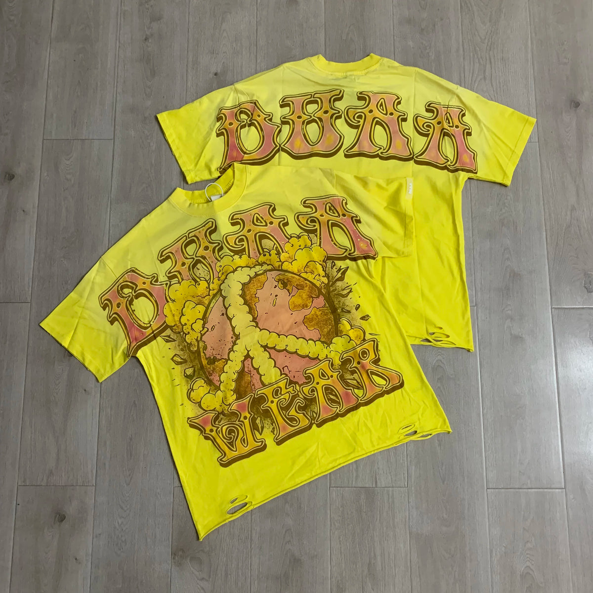 Streetwear Rhinestone Letter Print Yellow T-shirt Men Woman Fashion Retro Shinning Diamond loose casual Oversized Hip Hop Tees