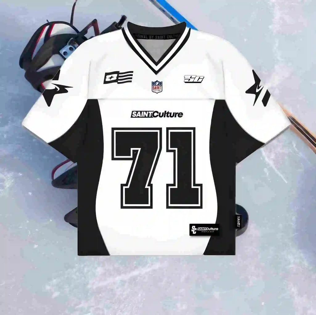New American ice hockey men's breathable and comfortable V-neck T-shirt paired with digital printed outdoor sports top