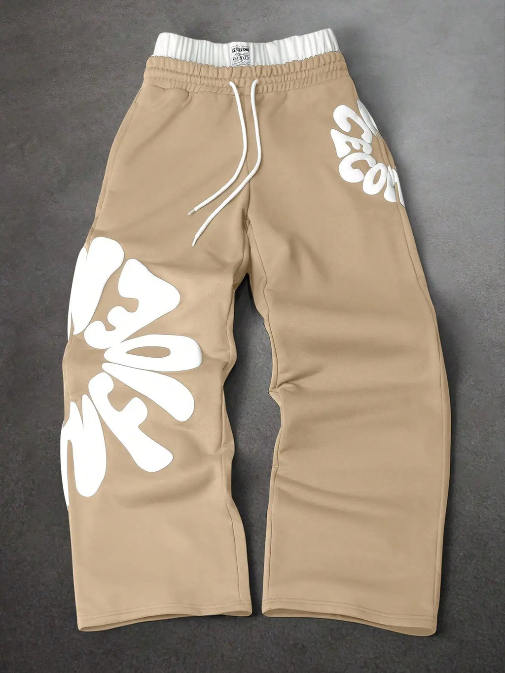 Baggy Y2K Streetwear Men's Stacked Grey Heavyweight Large Letter Print Sweatpants Loose Fit Drawstring Waist Casual Daily Wear