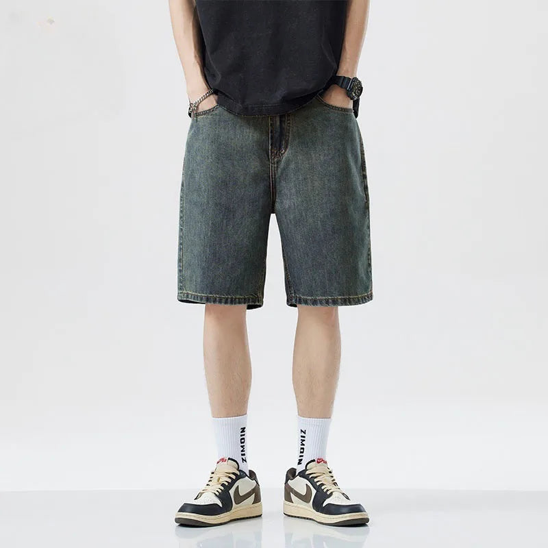 2026 Baggy Jeans Shorts for Men Casual Loose Fit Wide Leg Denim Jorts Y2K Vintage Hip Hop Skateboard Long Jorts Male Streetwear