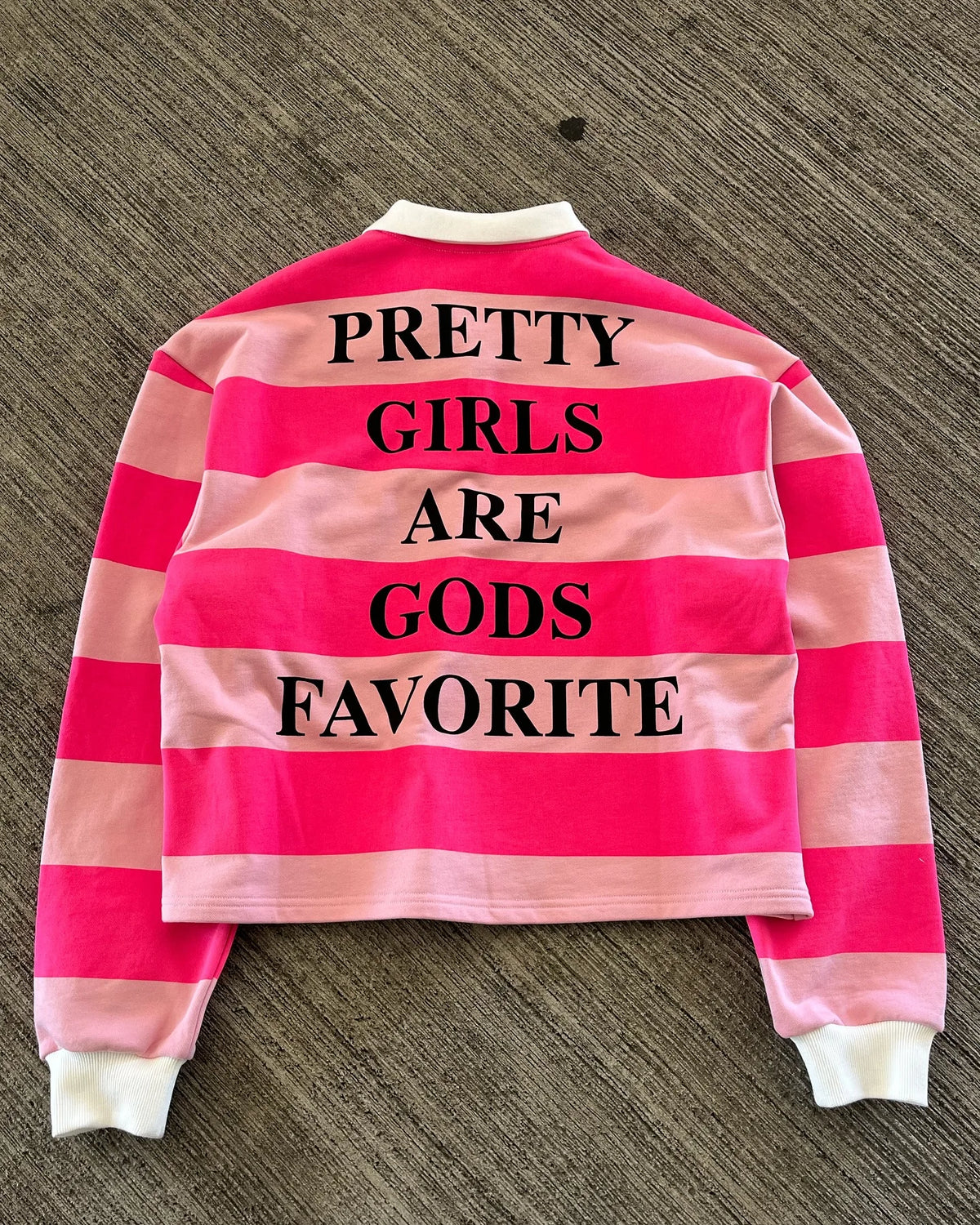 Pink Rugby Polo Shirts Hip Hop Men Stripe Print Lapel Neck Shirt Y2k Harajuku Fashion Casual Cotton Long Sleeves Top Women Tees