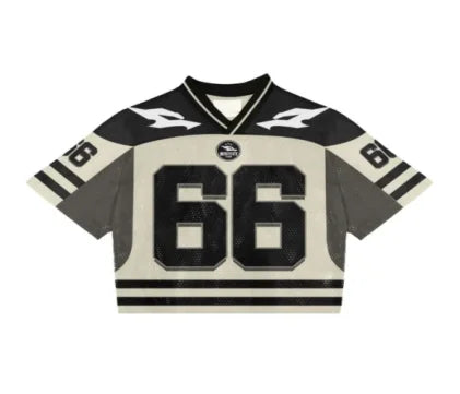 Y2K American T-shirt Harajuku Hip Hop Fashion Football Jersey Vintage Street Casual Breathable Splicing Loose Short Sleeve