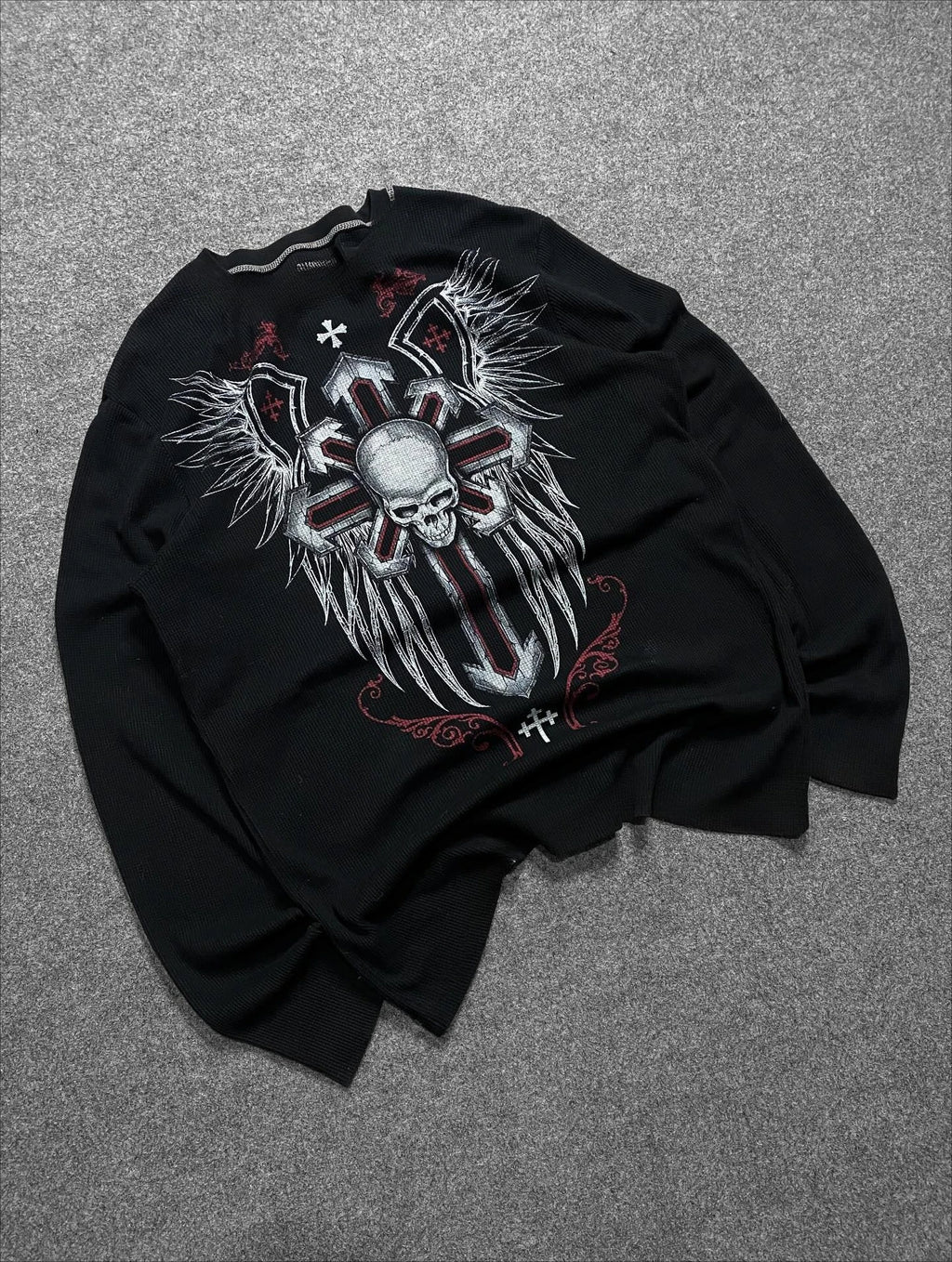 Alt Style Y2K Gothic Long Sleeve Pattern Oversized T Shirt High Street Breathable Cotton Women Man Casual Top