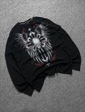 Alt Style Y2K Gothic Long Sleeve Pattern Oversized T Shirt High Street Breathable Cotton Women Man Casual Top
