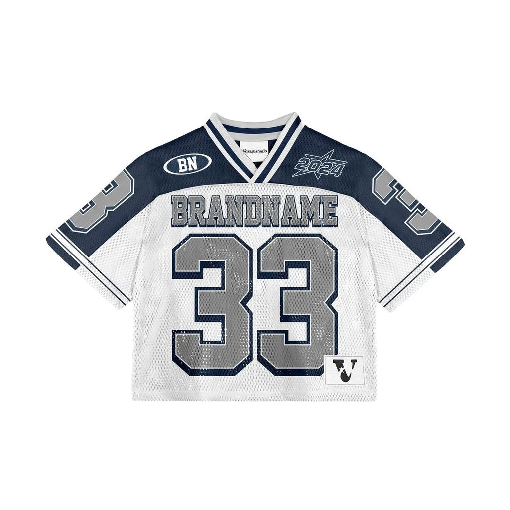 Y2K American T-shirt Harajuku Hip Hop Fashion Football Jersey Vintage Street Casual Breathable Splicing Loose Short Sleeve