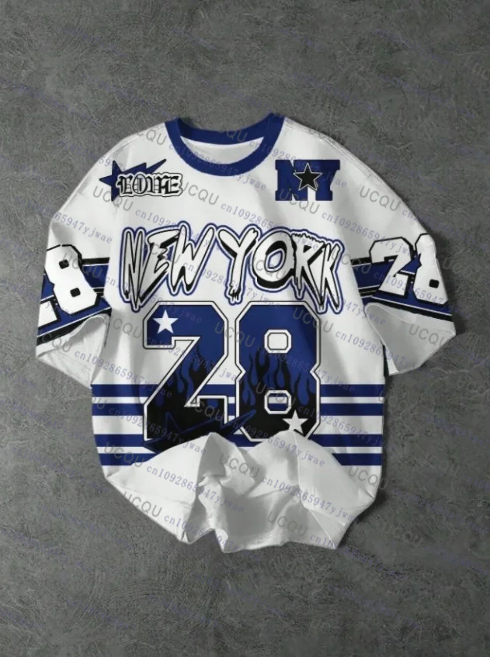 European American New York No.28 Football Jersey Women's Men's Summer Sports Fashion Striped Breathable Outdoor Streetwear Tops