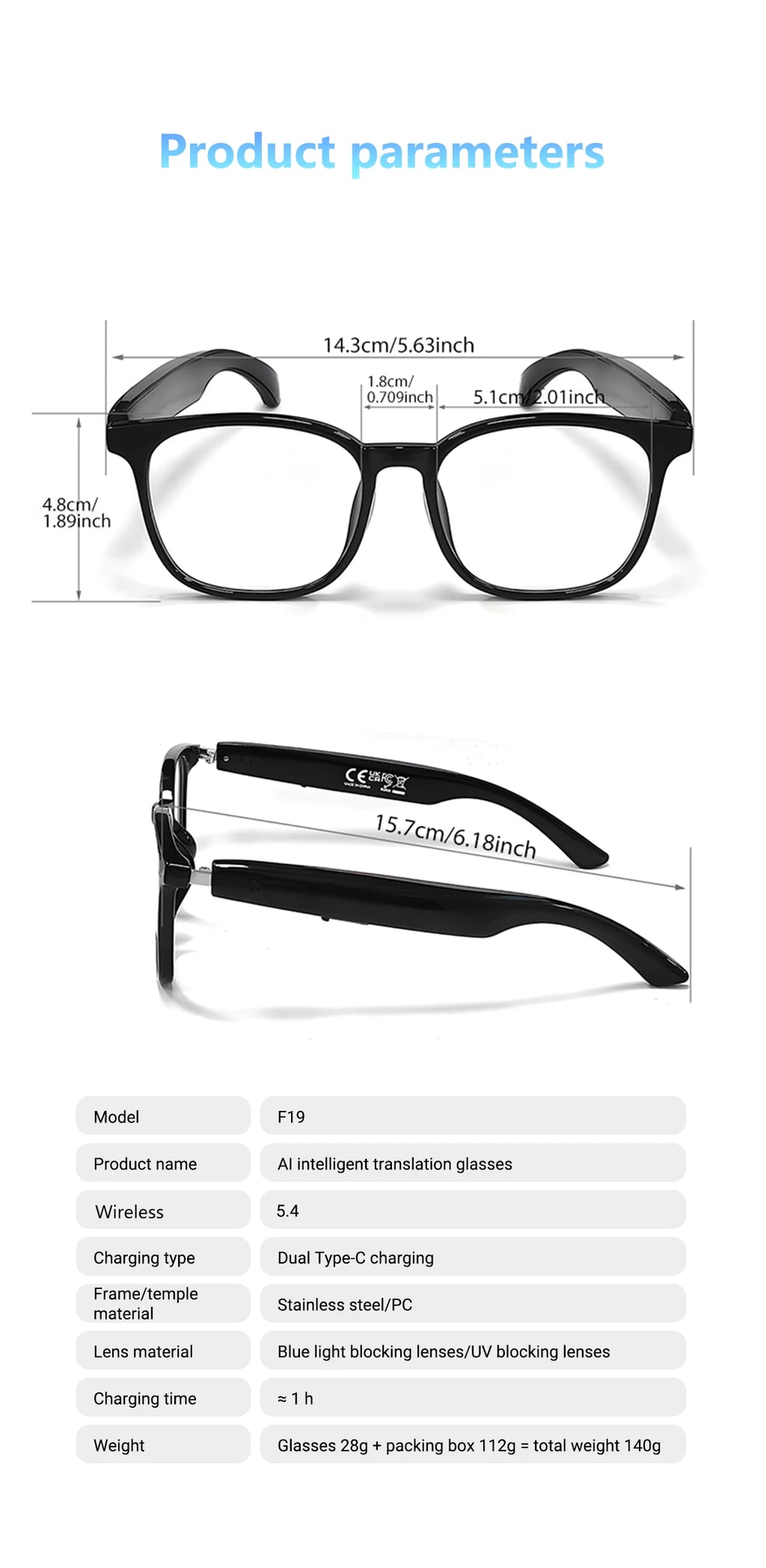 Smart AI Translation Wireless Glasses