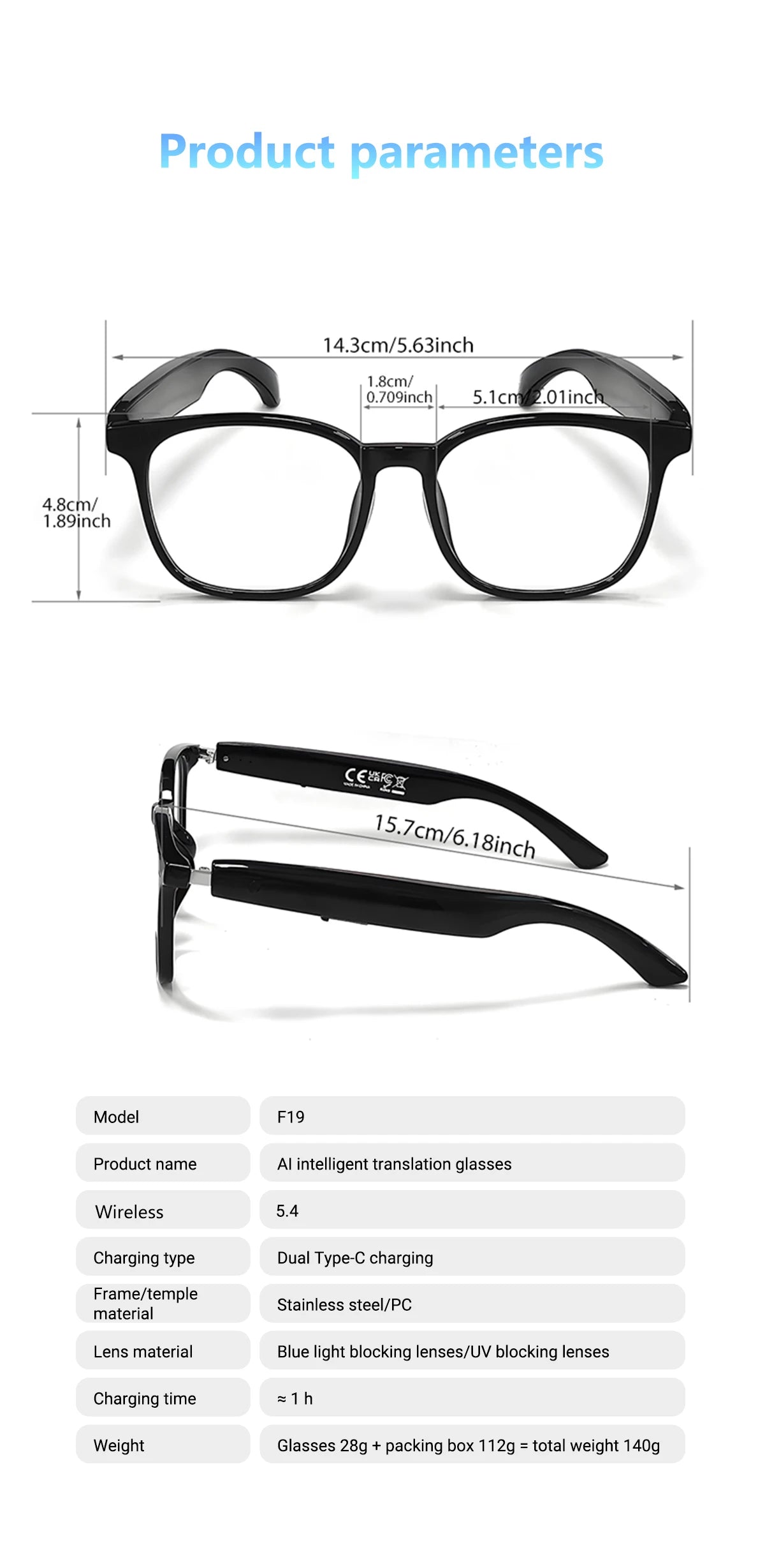 Smart AI Translation Wireless Glasses