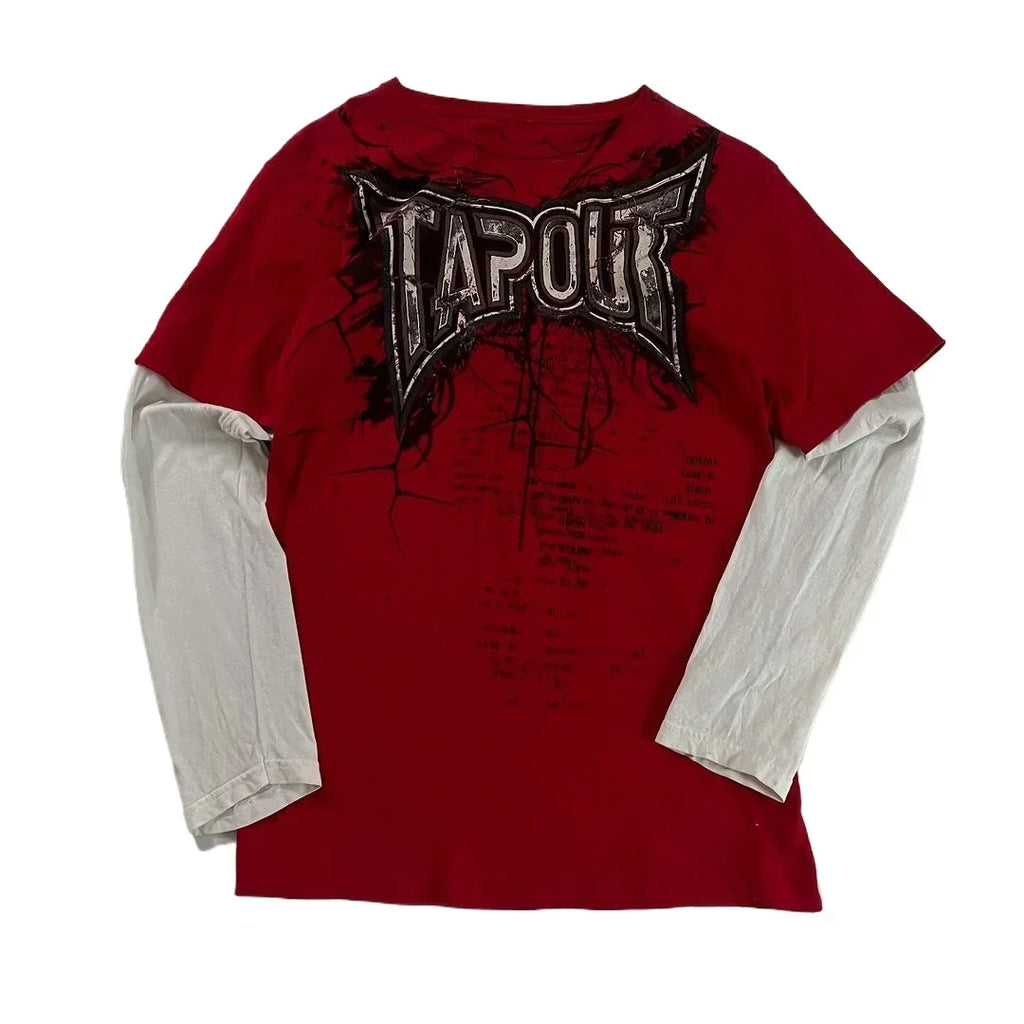 Affliction Winter Long Sleeved Cotton T Shirt New Y2k Fashion Retro Harajuku Round Neck Shirt Men's Women Gothic Casual Tops