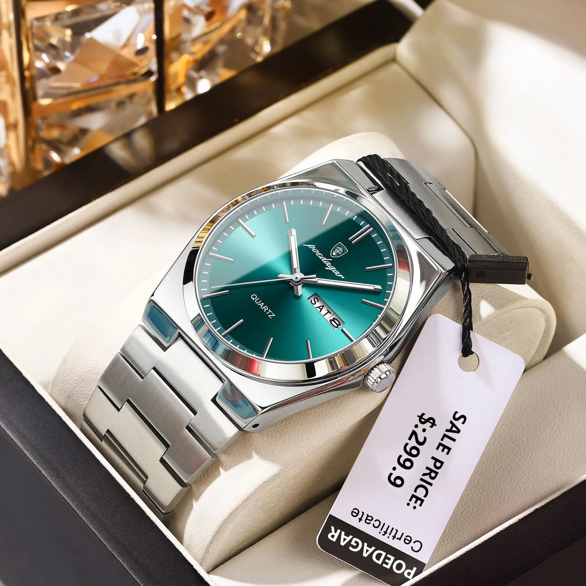 POEDAGAR Men's Stainless Steel Quartz Watch