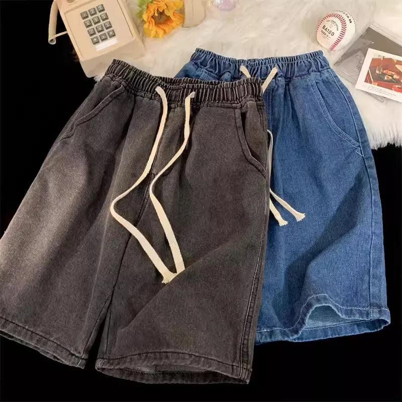 2026 Baggy Jeans Shorts for Men Casual Loose Fit Wide Leg Denim Jorts Y2K Vintage Hip Hop Skateboard Long Jorts Male Streetwear