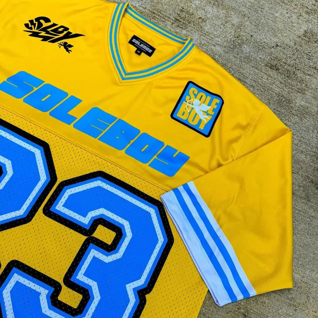 Hip Hop Men Monogrammed Jersey Yellow Character Design Pattern Vintage Couple Summer Leisure V Neck Breathable and Comfortable