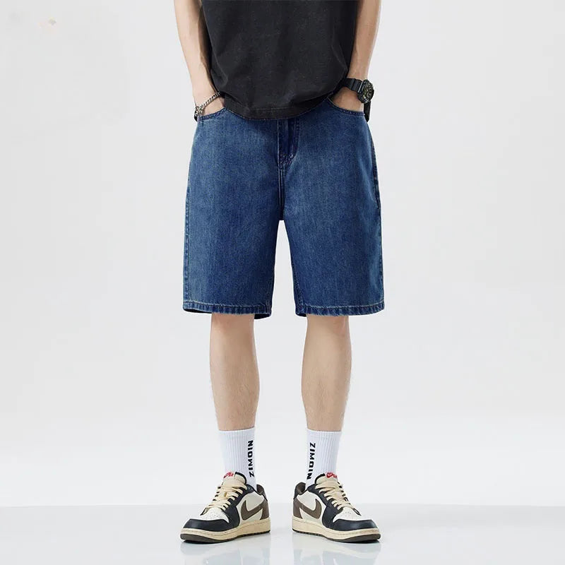 2026 Baggy Jeans Shorts for Men Casual Loose Fit Wide Leg Denim Jorts Y2K Vintage Hip Hop Skateboard Long Jorts Male Streetwear