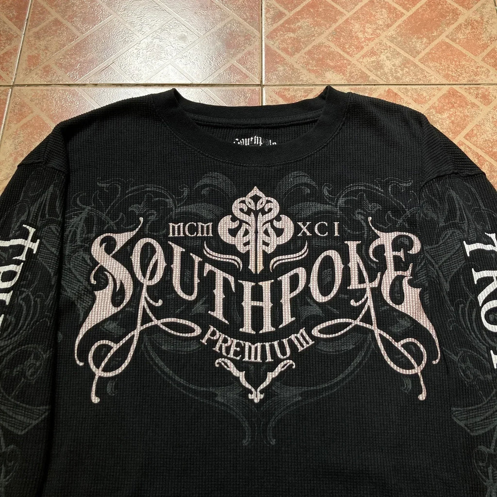 Southpole Y2K Gothic T-Shirt Long Sleeve Unisex Harajuku Streetwear |Hip Hop Letter Print Oversized Casual Shirt  Summer Fashion