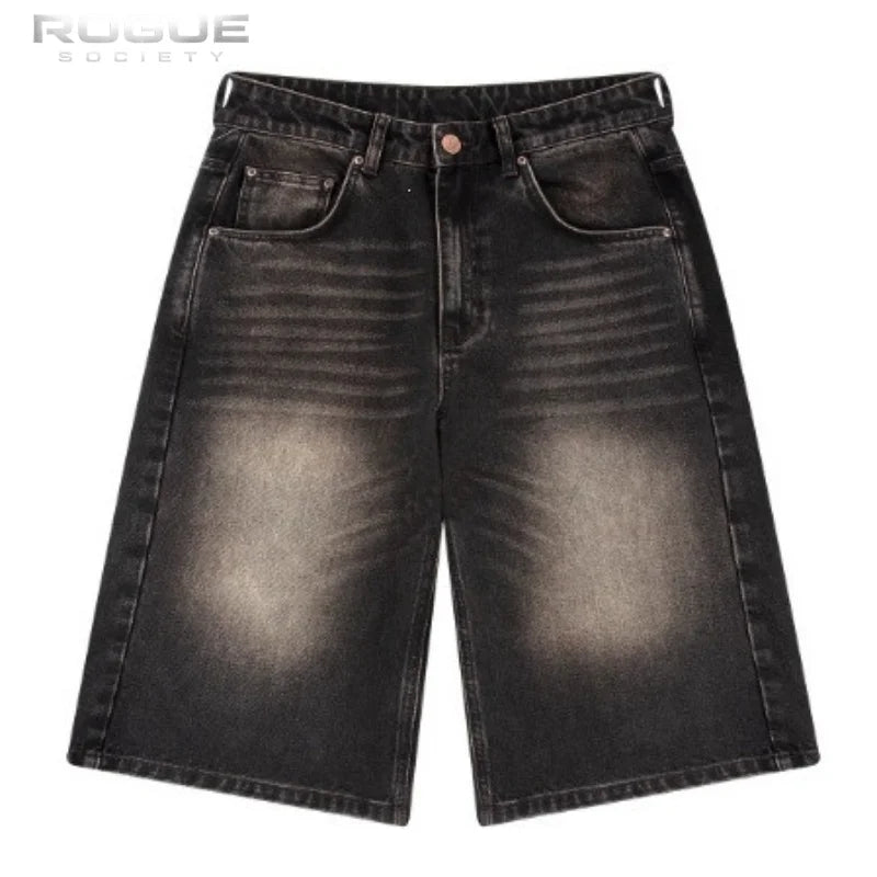 Summer Luxury Harajuku Jeans Bottoms American Vintage Y2K Graphic Men Bermuda Jorts Pocket Distressed HipHop Casual Denim Shorts