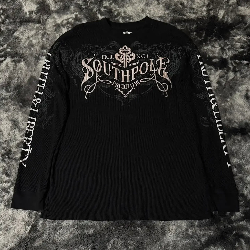 Southpole Y2K Gothic T-Shirt Long Sleeve Unisex Harajuku Streetwear |Hip Hop Letter Print Oversized Casual Shirt  Summer Fashion