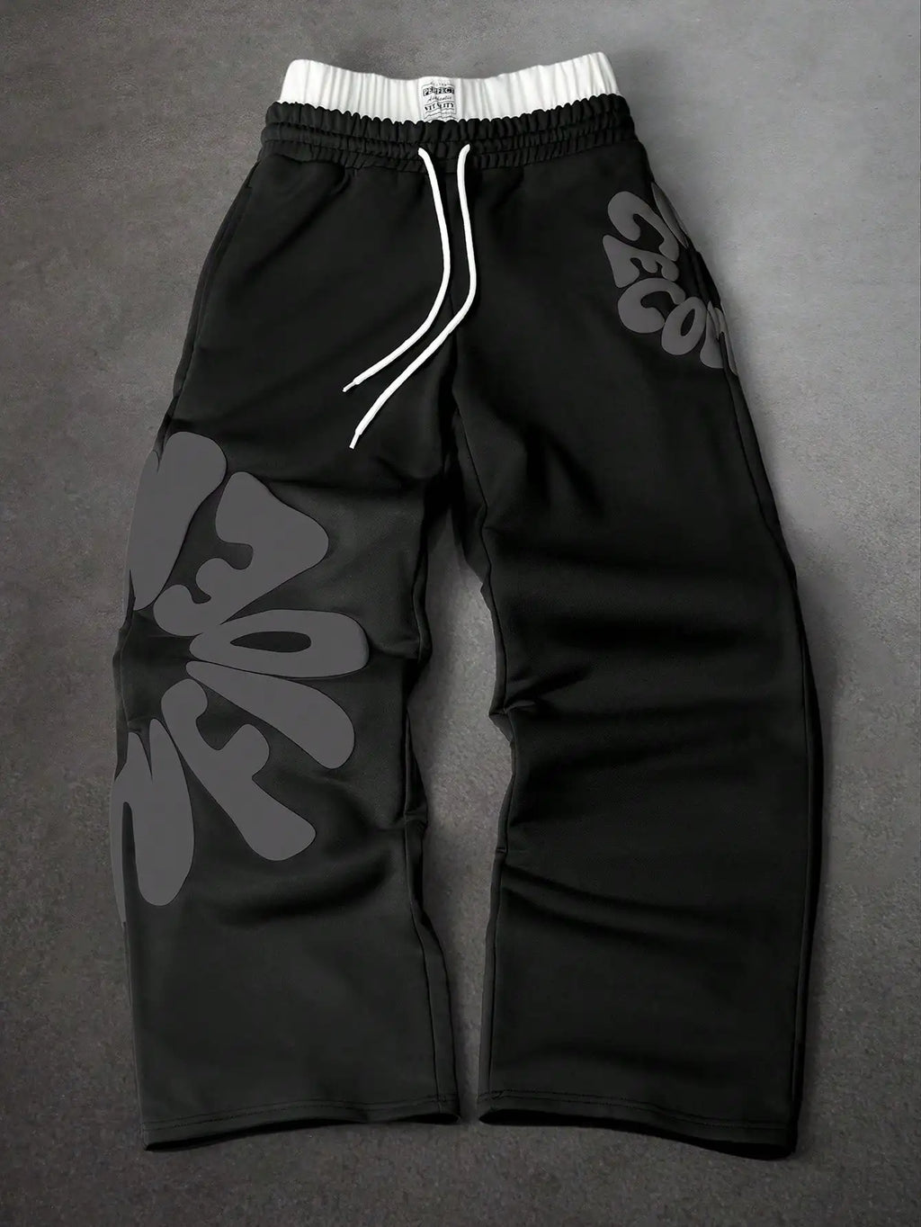 Baggy Y2K Streetwear Men's Stacked Grey Heavyweight Large Letter Print Sweatpants Loose Fit Drawstring Waist Casual Daily Wear