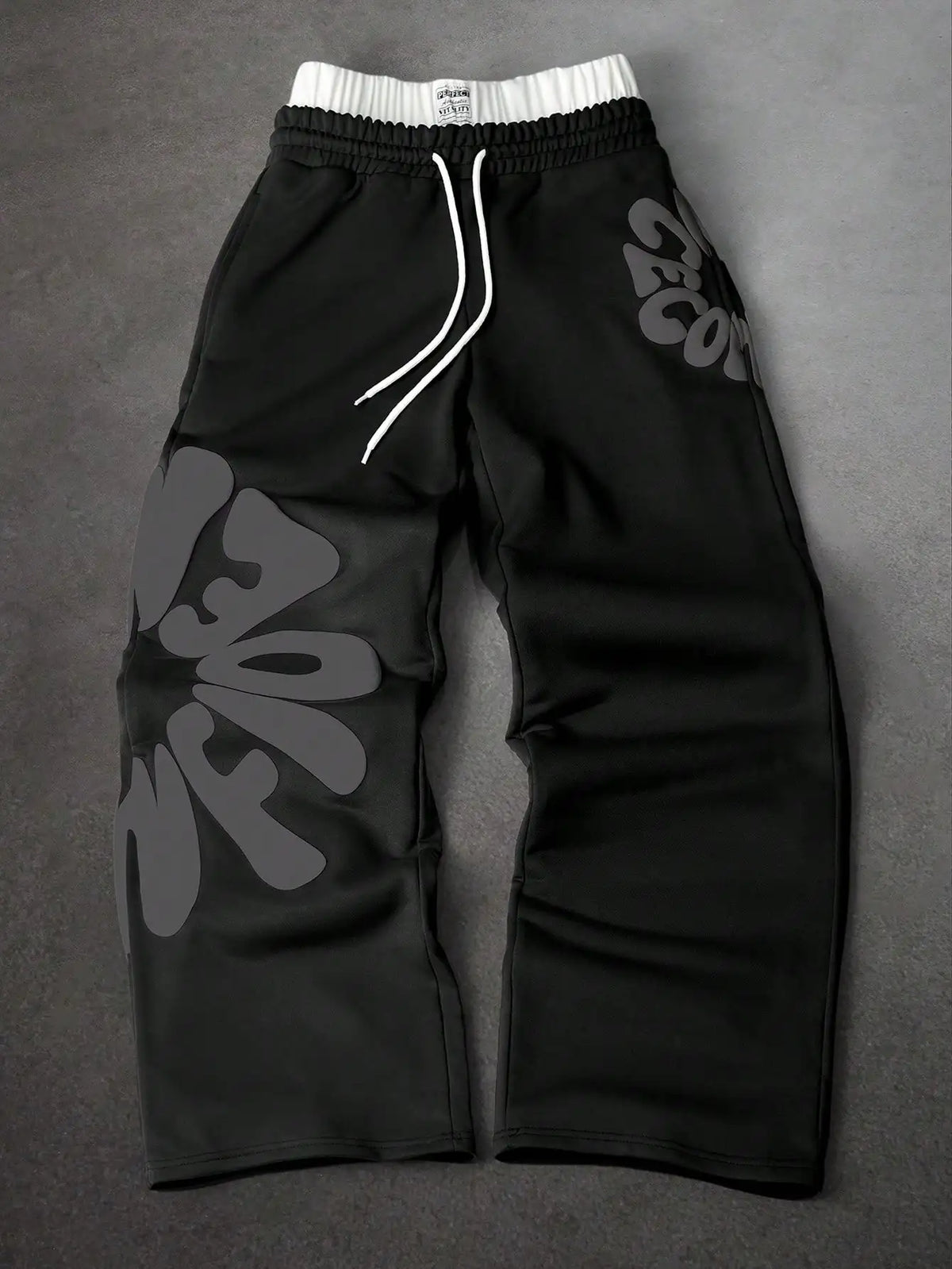 Baggy Y2K Streetwear Men's Stacked Grey Heavyweight Large Letter Print Sweatpants Loose Fit Drawstring Waist Casual Daily Wear