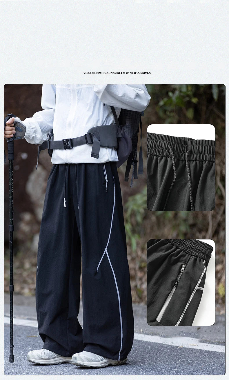 American High Street Trendy Hip-Hop Casual Pants Men's Spring Autumn Outdoor Hiking Loose Straight Pants Men Fashion Trousers