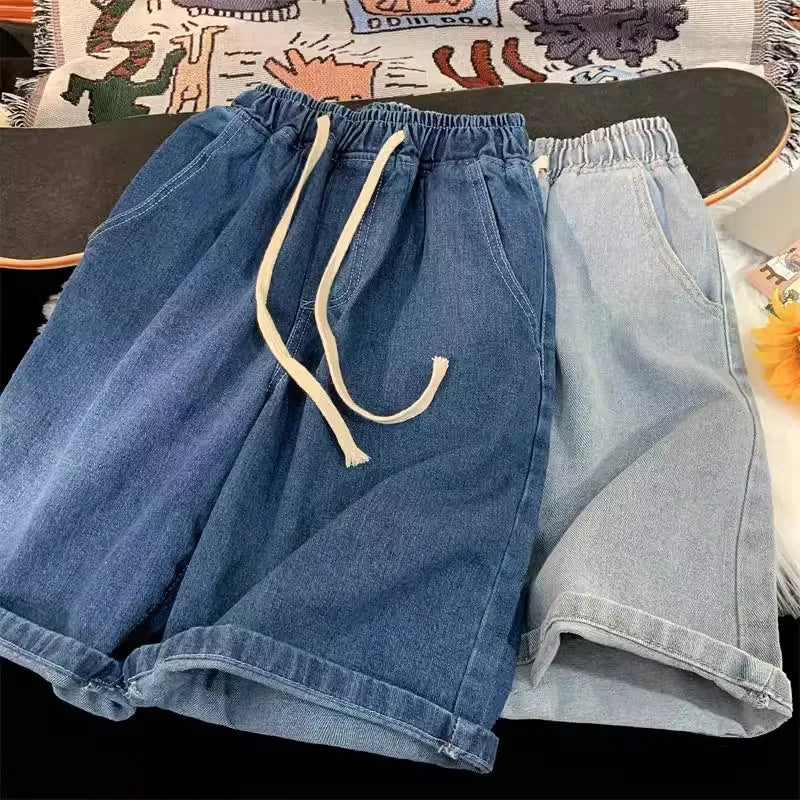 2026 Baggy Jeans Shorts for Men Casual Loose Fit Wide Leg Denim Jorts Y2K Vintage Hip Hop Skateboard Long Jorts Male Streetwear
