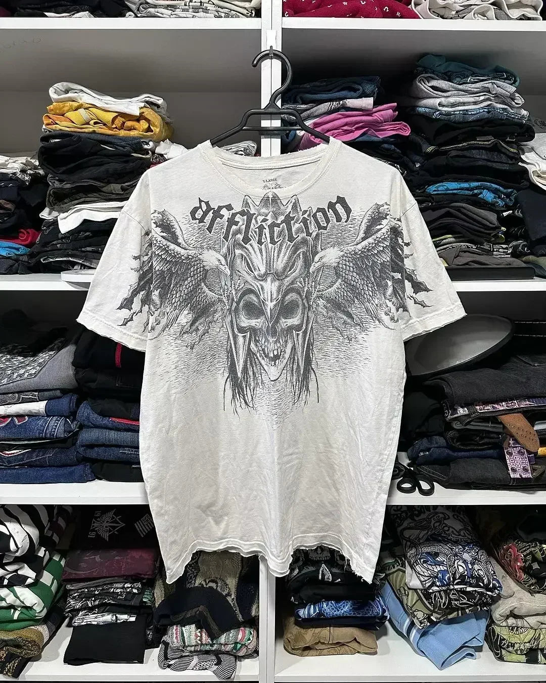 Affliction Winter Long Sleeved Cotton T Shirt New Y2k Fashion Retro Harajuku Round Neck Shirt Men's Women Gothic Casual Tops