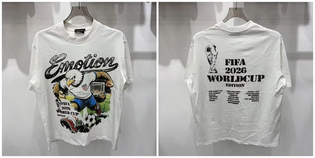 New MIXED-EMOTION Rhinestone cartoon printed pattern  cotton Men Women T-shirt Loose casual Shinning Tees Oversized Top