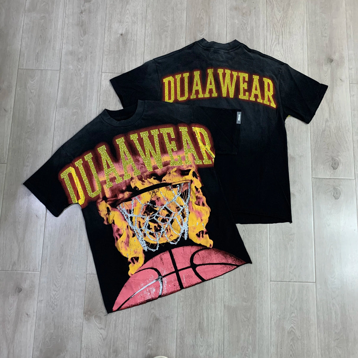 Streetwear Rhinestone Letter Print Yellow T-shirt Men Woman Fashion Retro Shinning Diamond loose casual Oversized Hip Hop Tees