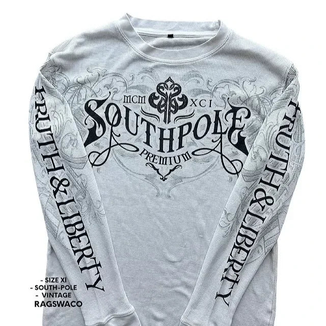 Southpole Y2K Gothic T-Shirt Long Sleeve Unisex Harajuku Streetwear |Hip Hop Letter Print Oversized Casual Shirt  Summer Fashion