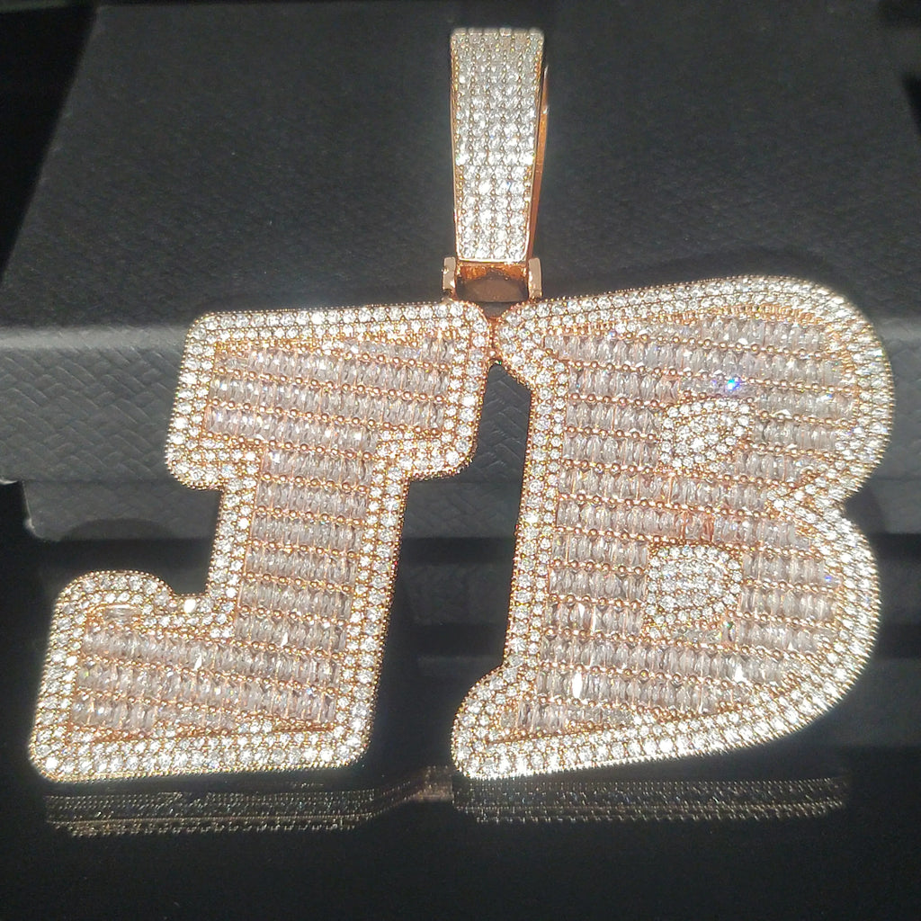 Custom Big Letters Name Pendant chain