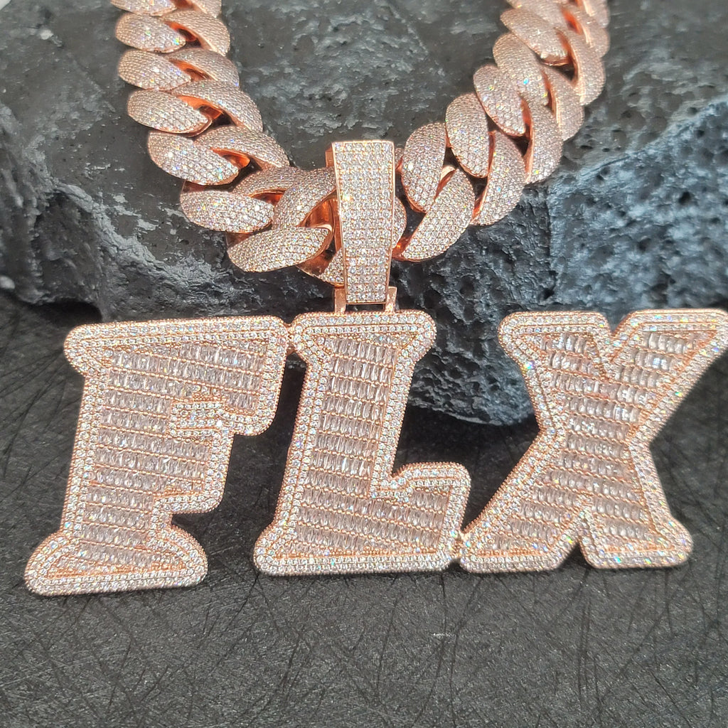 Custom Big Letters Name Pendant chain