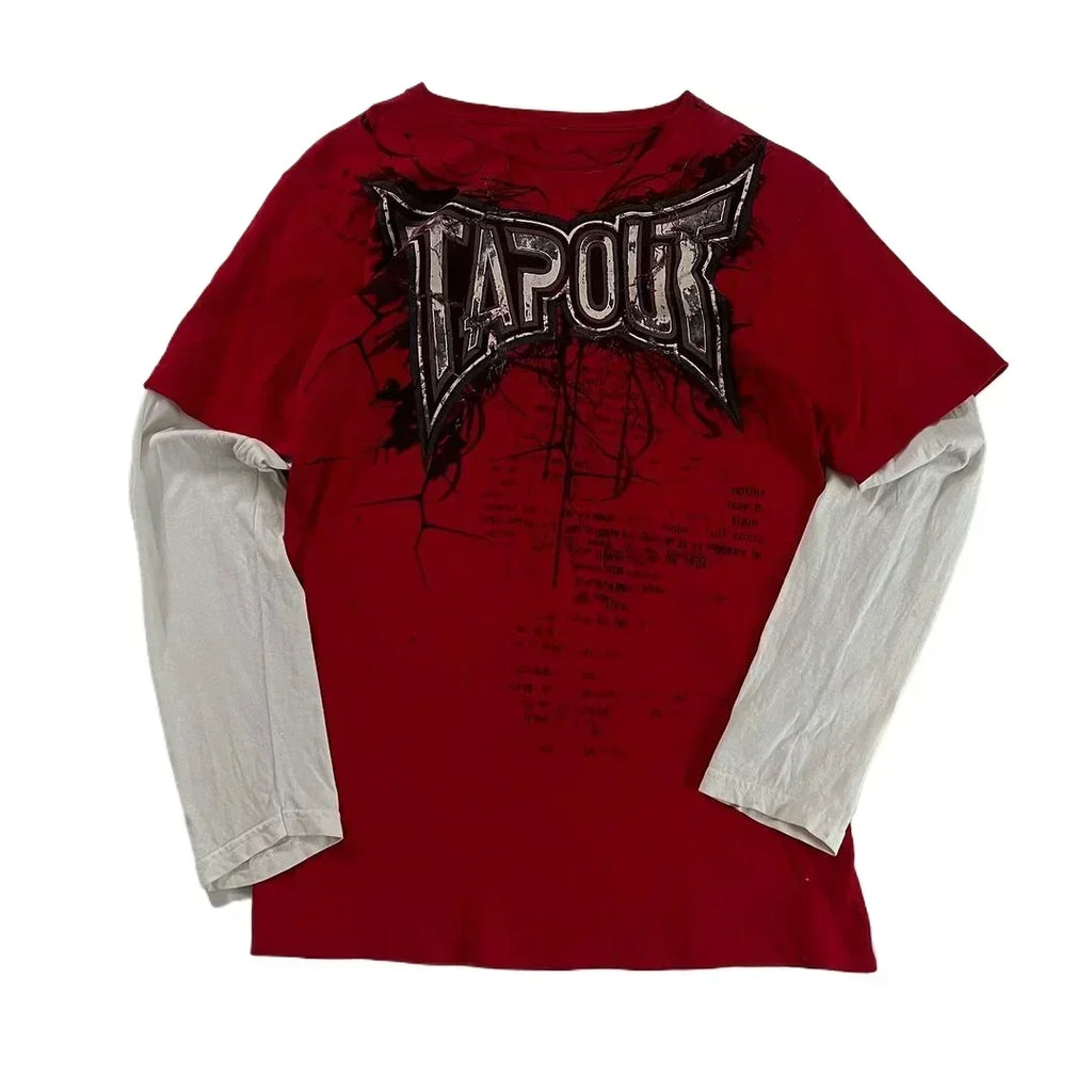 Affliction Winter Long Sleeved Cotton T Shirt New Y2k Fashion Retro Harajuku Round Neck Shirt Men's Women Gothic Casual Tops