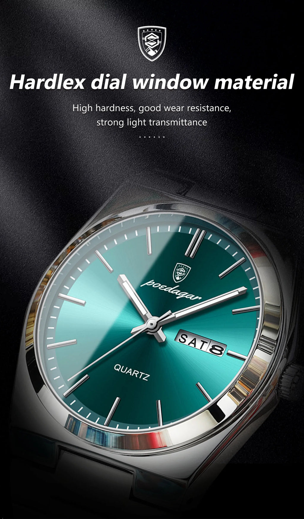 POEDAGAR Men's Stainless Steel Quartz Watch